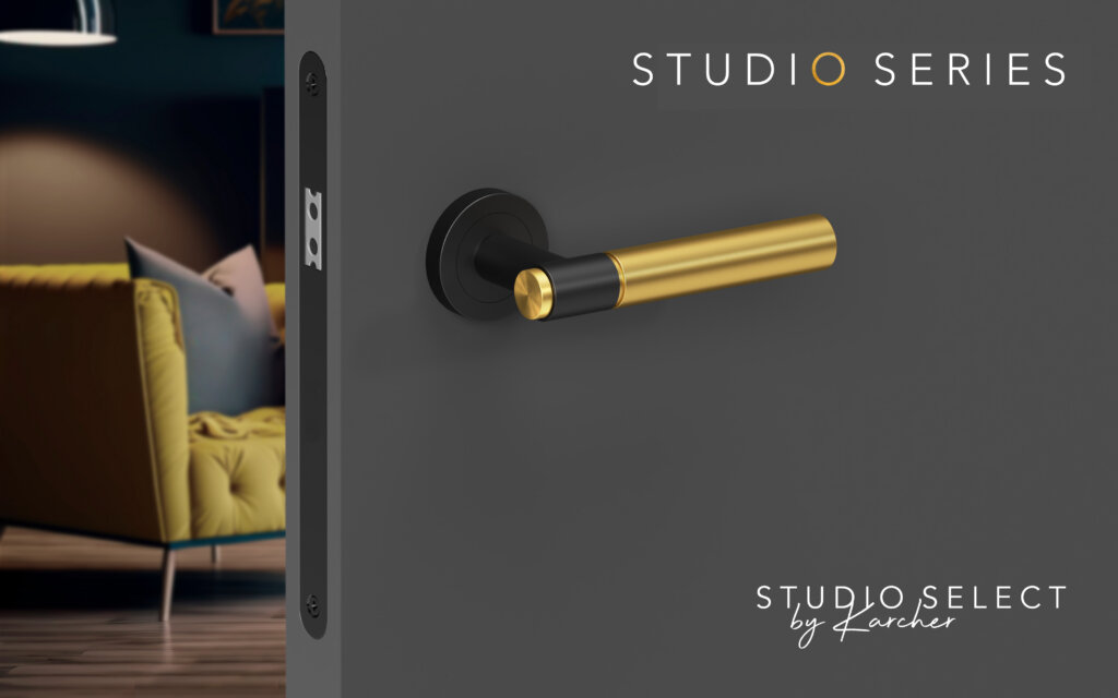 Kärcher Design Studio Series Satin Brass door handle Malaysia — gold finish luxury ironmongery.